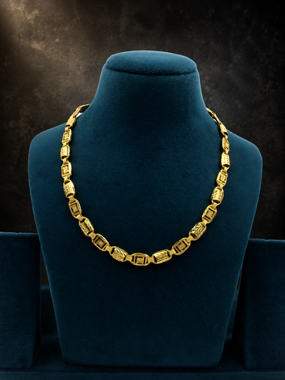 PRIME GEOMETRIC LINK MICRO GOLD PLATED GOLD CHAIN FOR MEN | PREMIUM BRASS GEOMETRIC LINK CHAIN