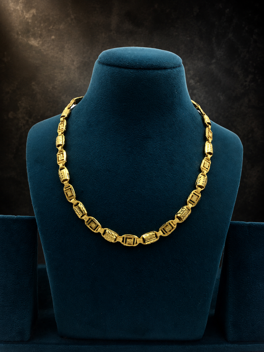 PRIME GEOMETRIC LINK MICRO GOLD PLATED GOLD CHAIN FOR MEN | PREMIUM BRASS GEOMETRIC LINK CHAIN