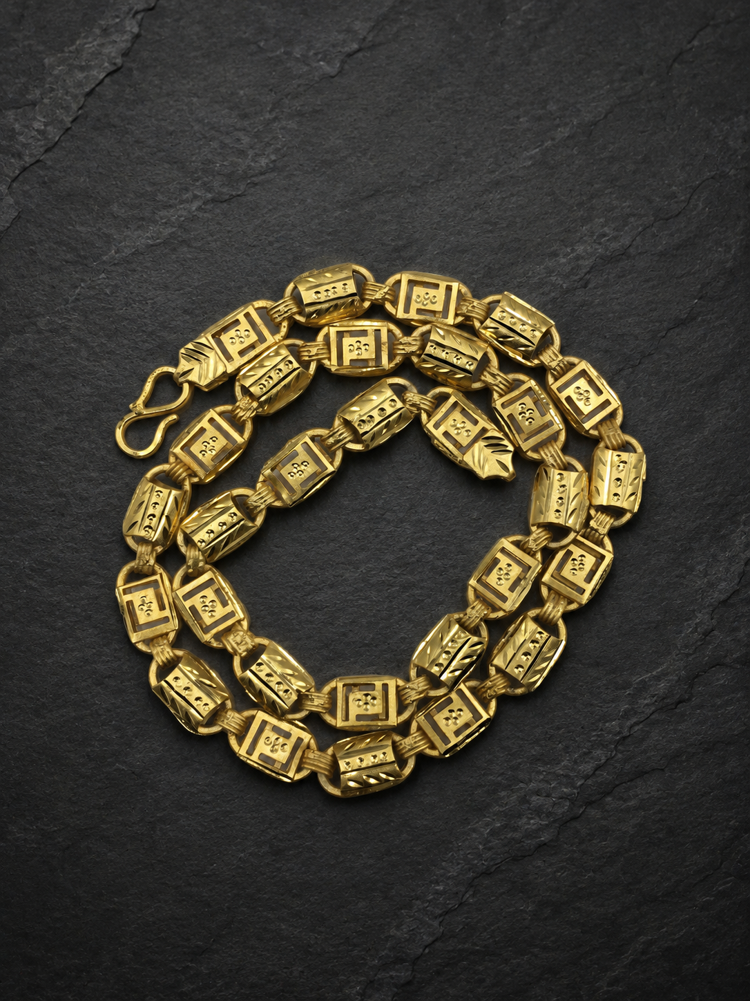PRIME GEOMETRIC LINK MICRO GOLD PLATED GOLD CHAIN FOR MEN | PREMIUM BRASS GEOMETRIC LINK CHAIN