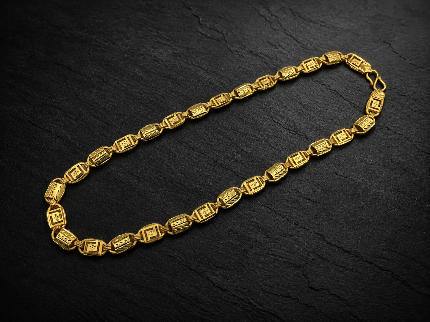 PRIME GEOMETRIC LINK MICRO GOLD PLATED GOLD CHAIN FOR MEN | PREMIUM BRASS GEOMETRIC LINK CHAIN