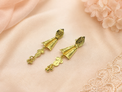 ROYAL FAN BLOOM MICRO GOLD PLATED NECKLACE SET WITH EARRINGS FOR WOMEN | TRADITIONAL GOLD FINISH JEWELLERY