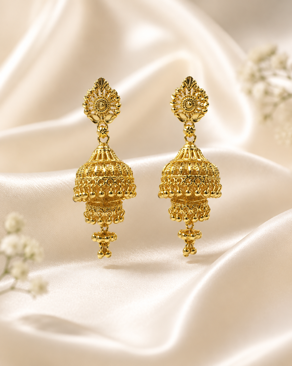 KANISHKA MICRO GOLD PLATED JHUMKI EARRINGS FOR WOMEN | PREMIUM BRASS TRADITIONAL JHUMKA