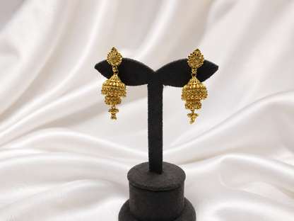 KANISHKA MICRO GOLD PLATED JHUMKI EARRINGS FOR WOMEN | PREMIUM BRASS TRADITIONAL JHUMKA