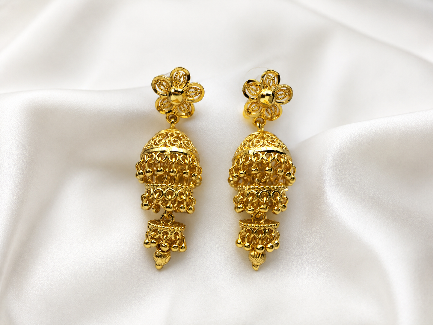 AARVI MICRO GOLD PLATED JHUMKI EARRINGS FOR WOMEN | PREMIUM BRASS TRADITIONAL JHUMKA