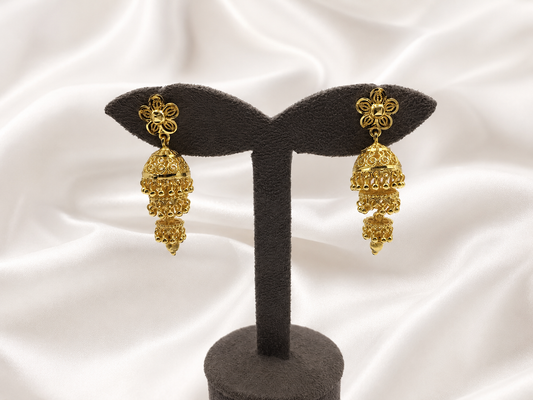 AARVI MICRO GOLD PLATED JHUMKI EARRINGS FOR WOMEN | PREMIUM BRASS TRADITIONAL JHUMKA