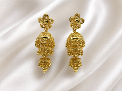 AARVI MICRO GOLD PLATED JHUMKI EARRINGS FOR WOMEN | PREMIUM BRASS TRADITIONAL JHUMKA