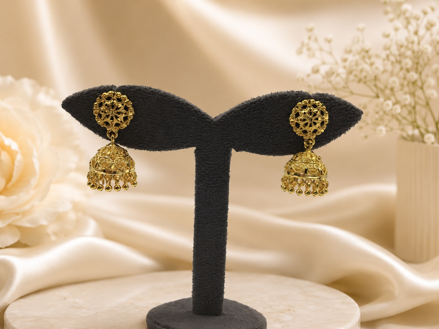 SWARNIKA MICRO GOLD PLATED JHUMKI EARRINGS FOR WOMEN | PREMIUM BRASS TRADITIONAL JHUMKA