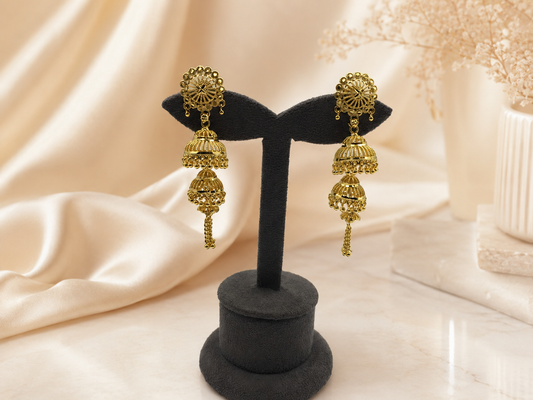 YASHIKA MICRO GOLD PLATED JHUMKI EARRINGS FOR WOMEN | PREMIUM BRASS TRADITIONAL JHUMKA