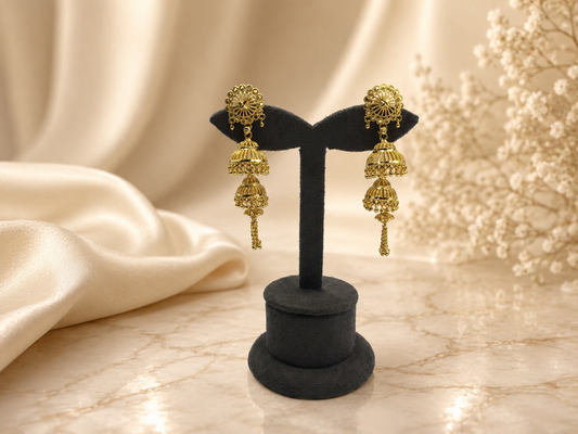 YASHIKA MICRO GOLD PLATED JHUMKI EARRINGS FOR WOMEN | PREMIUM BRASS TRADITIONAL JHUMKA