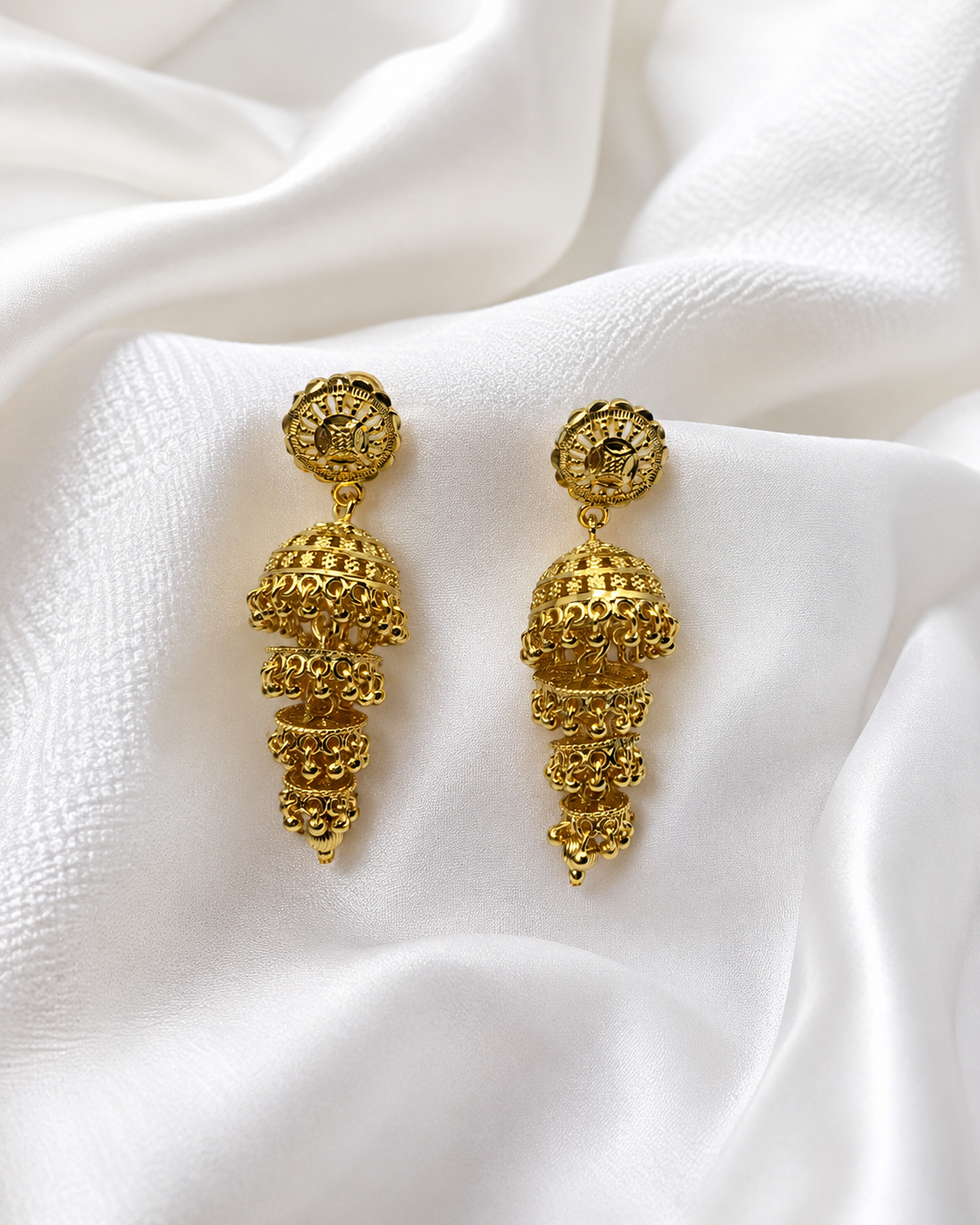 RIDHIMA MICRO GOLD PLATED JHUMKI EARRINGS FOR WOMEN | PREMIUM BRASS TRADITIONAL JHUMKA