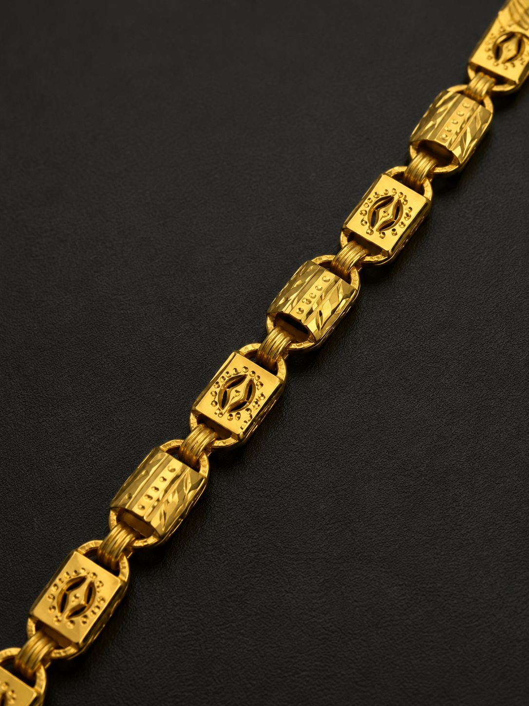 REGAL BARREL MICRO GOLD PLATED BRACELET FOR MEN | PREMIUM BRASS MEN'S BRACELET