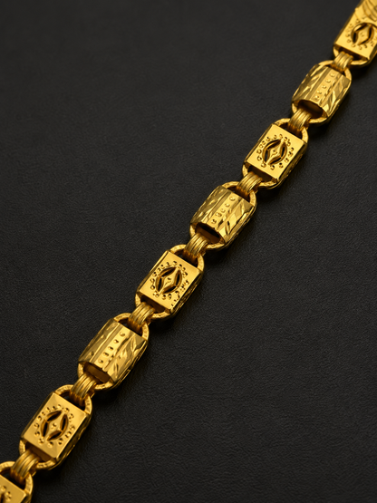 REGAL BARREL MICRO GOLD PLATED BRACELET FOR MEN | PREMIUM BRASS MEN'S BRACELET