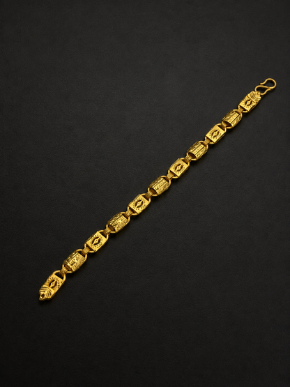 REGAL BARREL MICRO GOLD PLATED BRACELET FOR MEN | PREMIUM BRASS MEN'S BRACELET