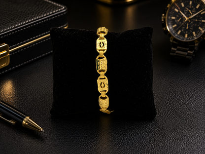 REGAL BARREL MICRO GOLD PLATED BRACELET FOR MEN | PREMIUM BRASS MEN'S BRACELET