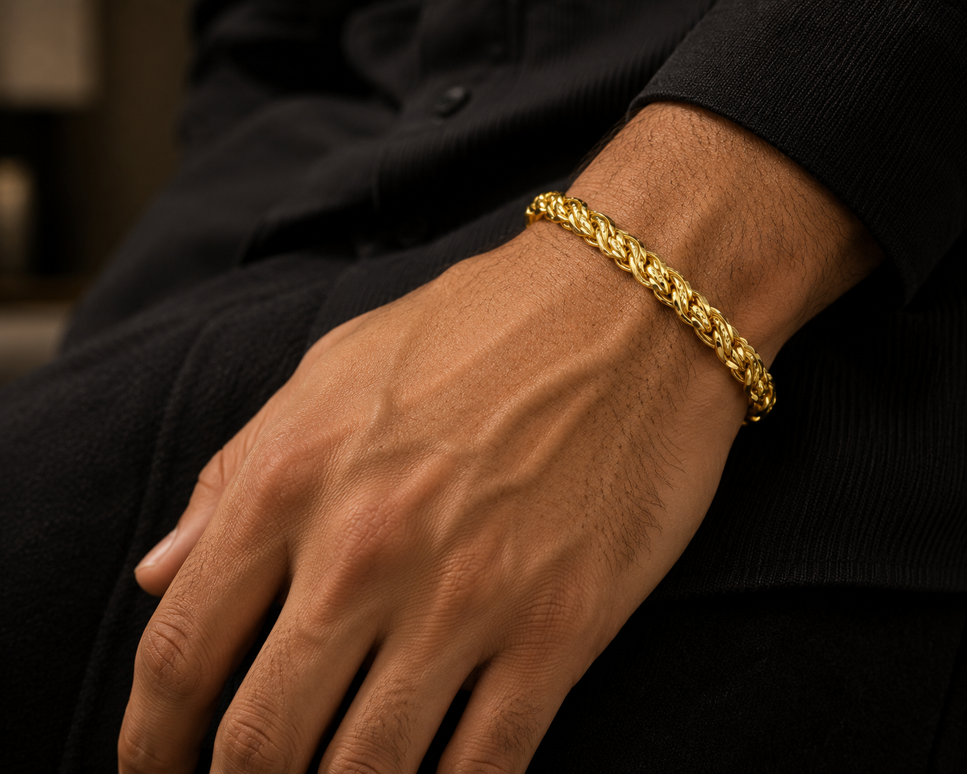 NOVA WEAVE MICRO GOLD PLATED BRACELET FOR MEN | PREMIUM BRASS WEAVE LINK BRACELET