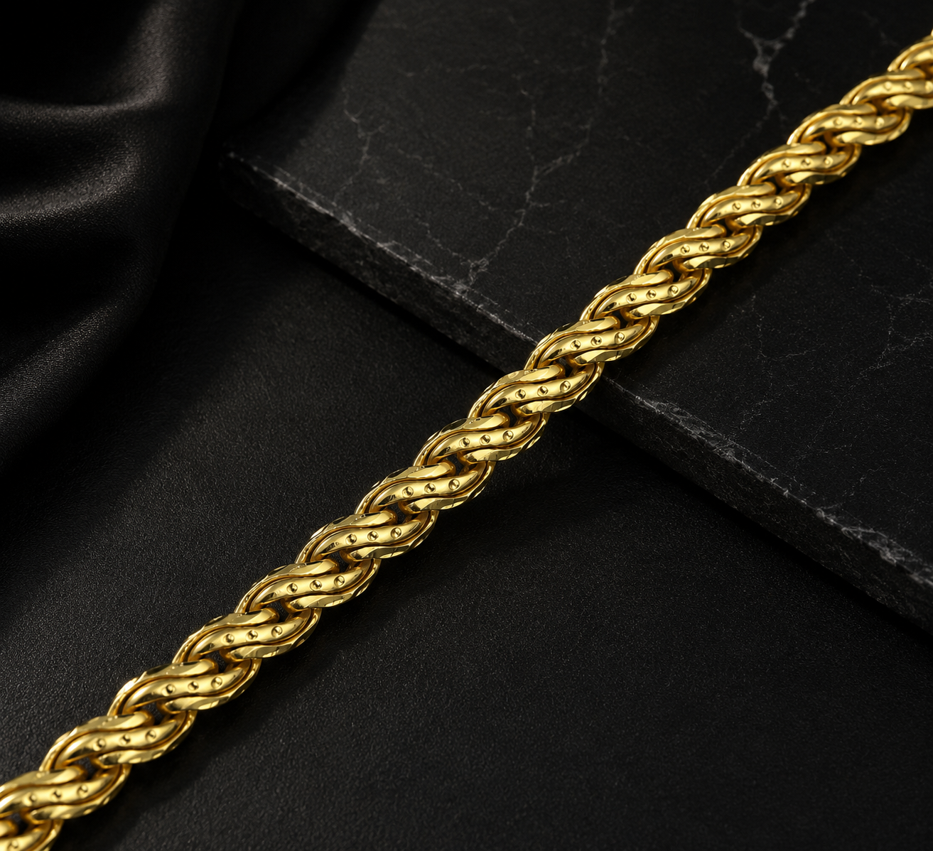NOVA WEAVE MICRO GOLD PLATED BRACELET FOR MEN | PREMIUM BRASS WEAVE LINK BRACELET