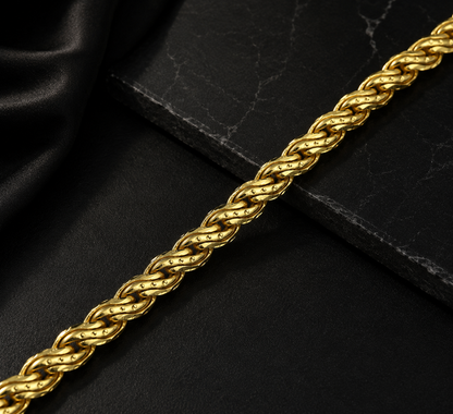 NOVA WEAVE MICRO GOLD PLATED BRACELET FOR MEN | PREMIUM BRASS WEAVE LINK BRACELET