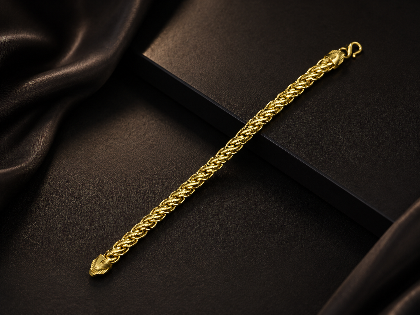 NOVA WEAVE MICRO GOLD PLATED BRACELET FOR MEN | PREMIUM BRASS WEAVE LINK BRACELET