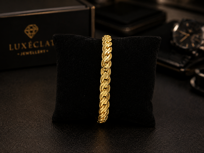 NOVA WEAVE MICRO GOLD PLATED BRACELET FOR MEN | PREMIUM BRASS WEAVE LINK BRACELET