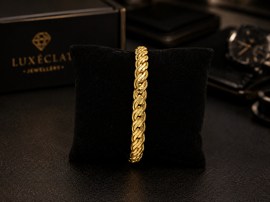 NOVA WEAVE MICRO GOLD PLATED BRACELET FOR MEN | PREMIUM BRASS WEAVE LINK BRACELET
