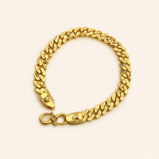 ROYAL CUBAN MICRO GOLD PLATED BRACELET FOR MEN | PREMIUM BRASS CUBAN LINK BRACELET
