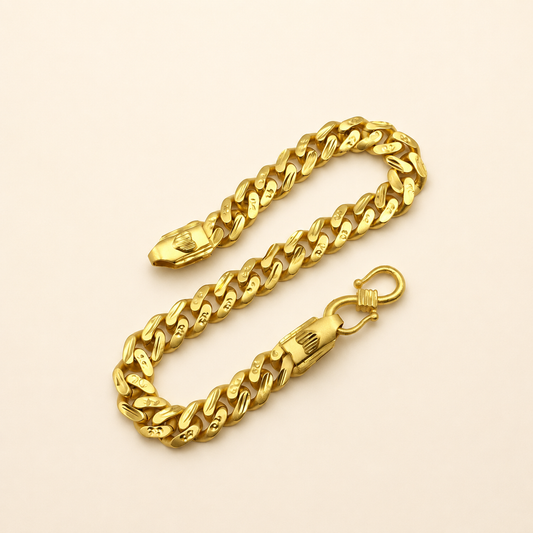 ROYAL CUBAN MICRO GOLD PLATED BRACELET FOR MEN | PREMIUM BRASS CUBAN LINK BRACELET