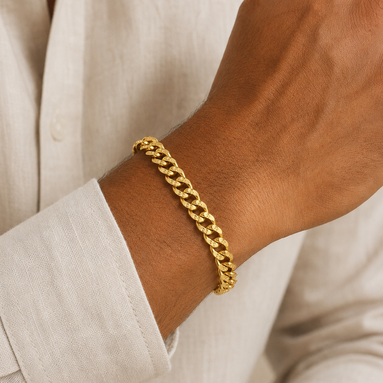 ROYAL CUBAN MICRO GOLD PLATED BRACELET FOR MEN | PREMIUM BRASS CUBAN LINK BRACELET