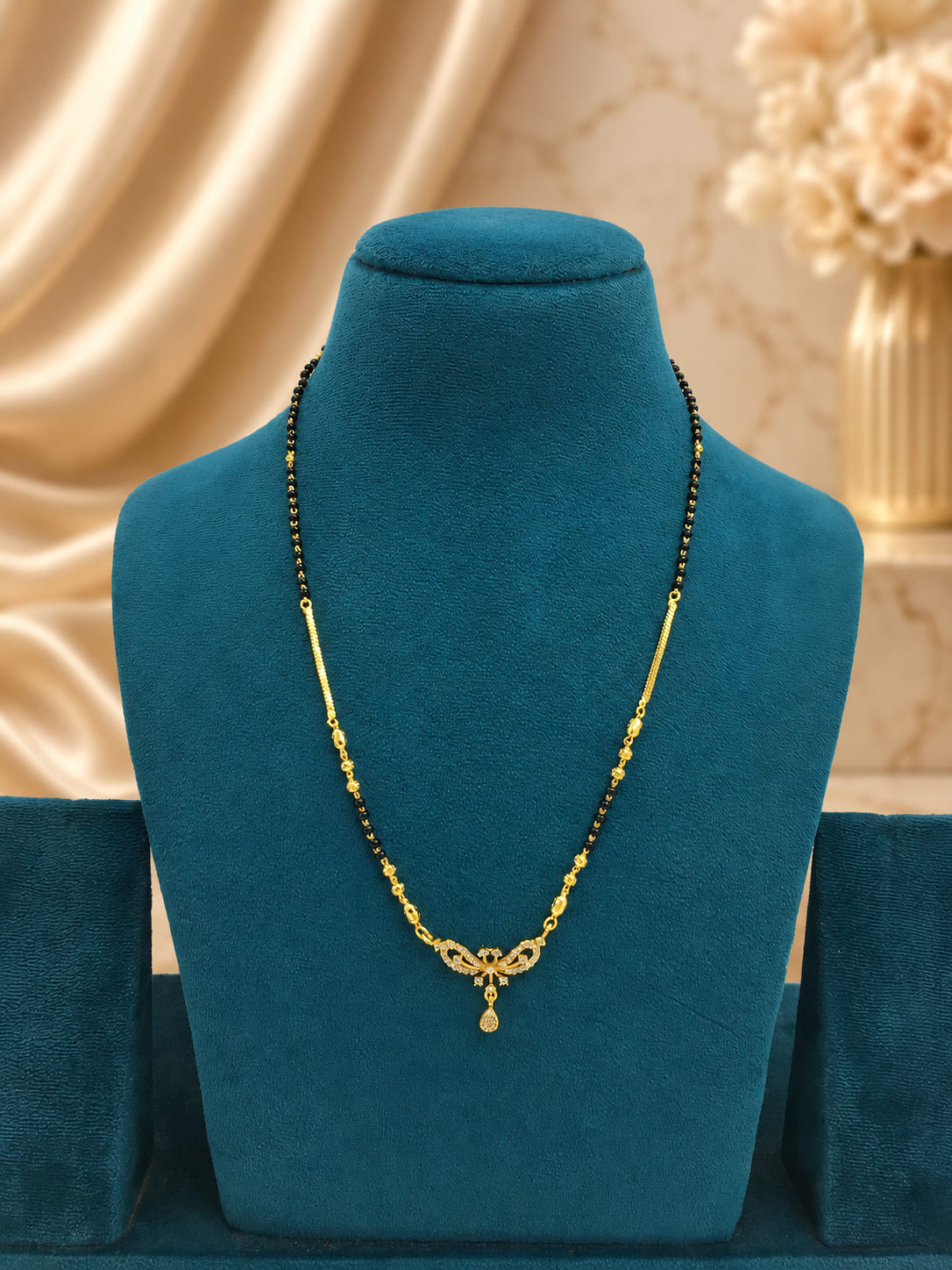 MANGALYA SHOBHIKA AD STONE MICRO GOLD PLATED MANGALSUTRA FOR WOMEN | TRADITIONAL GOLD FINISH MANGALSUTRA