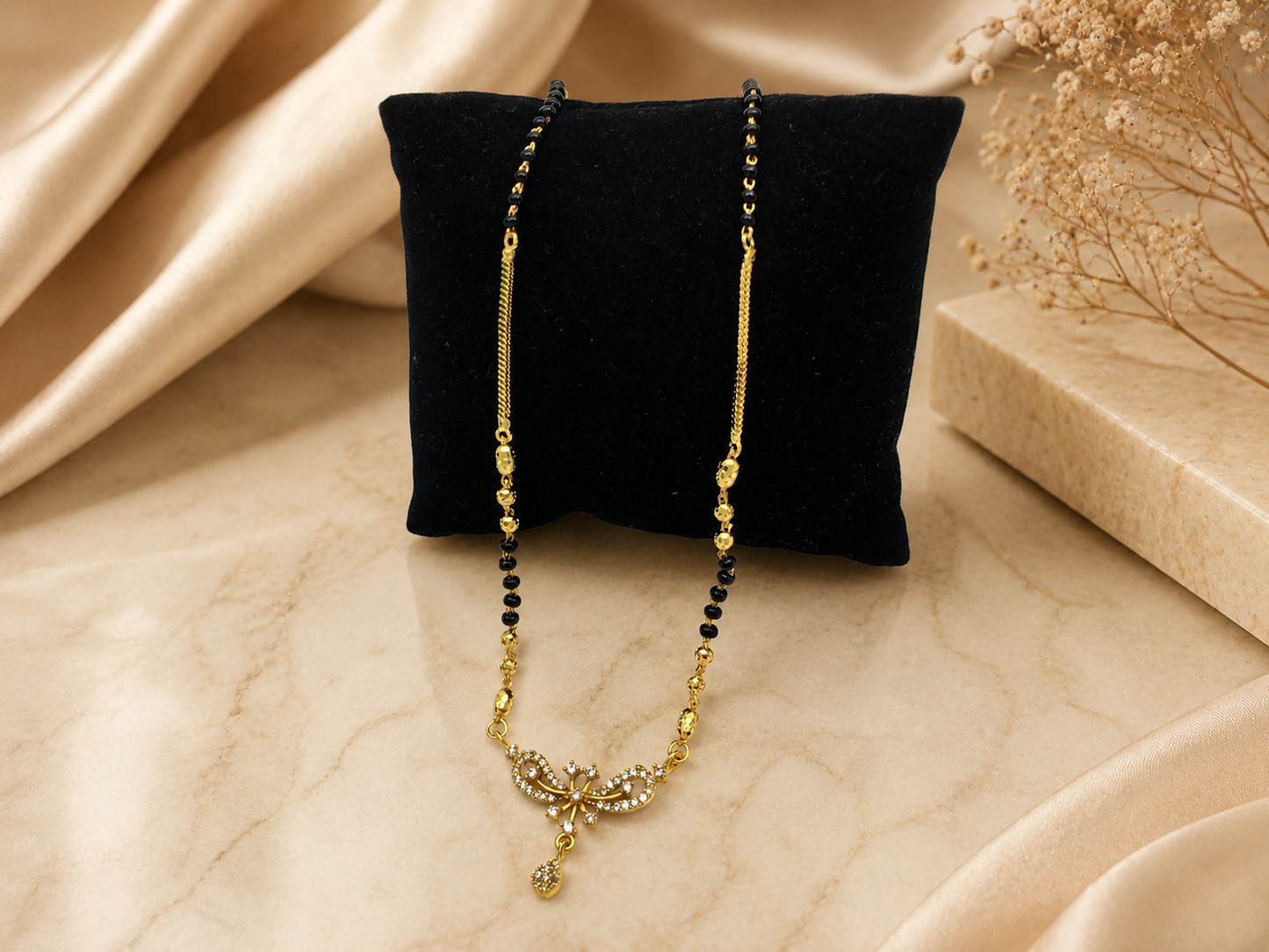 MANGALYA SHOBHIKA AD STONE MICRO GOLD PLATED MANGALSUTRA FOR WOMEN | TRADITIONAL GOLD FINISH MANGALSUTRA