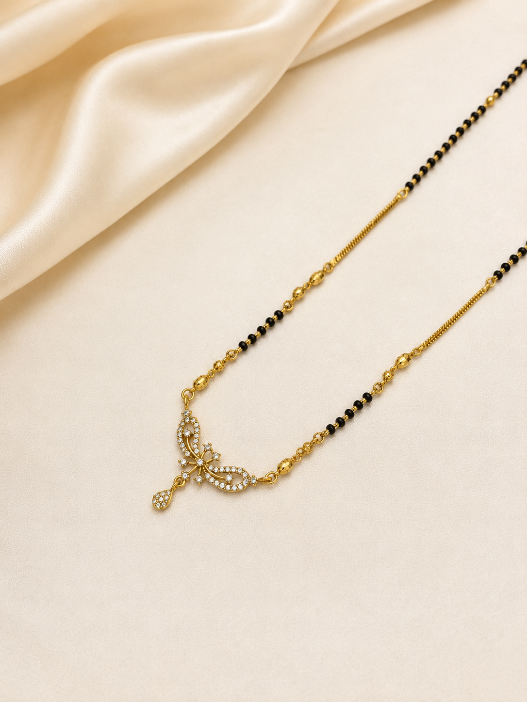 MANGALYA SHOBHIKA AD STONE MICRO GOLD PLATED MANGALSUTRA FOR WOMEN | TRADITIONAL GOLD FINISH MANGALSUTRA