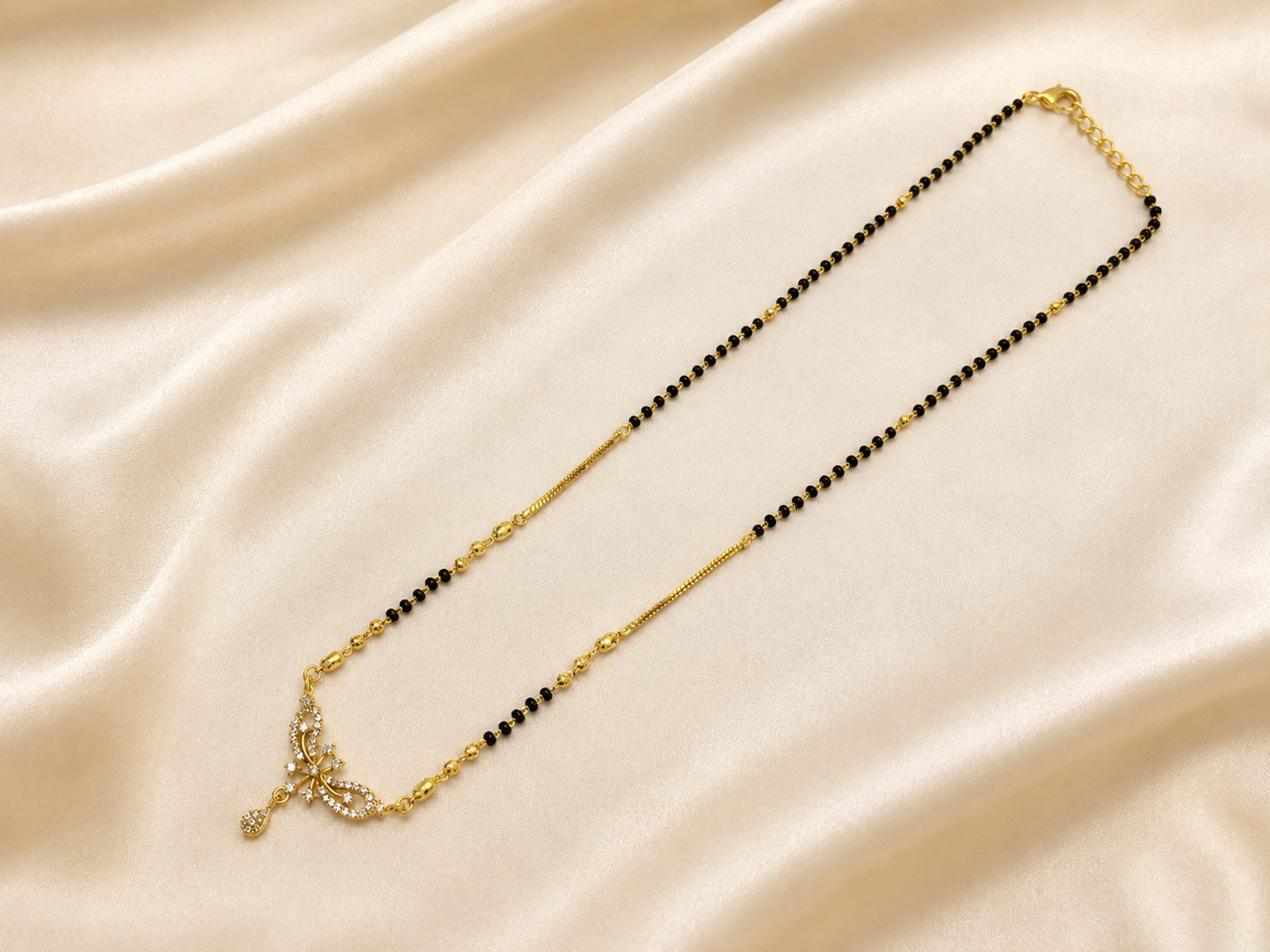 MANGALYA SHOBHIKA AD STONE MICRO GOLD PLATED MANGALSUTRA FOR WOMEN | TRADITIONAL GOLD FINISH MANGALSUTRA
