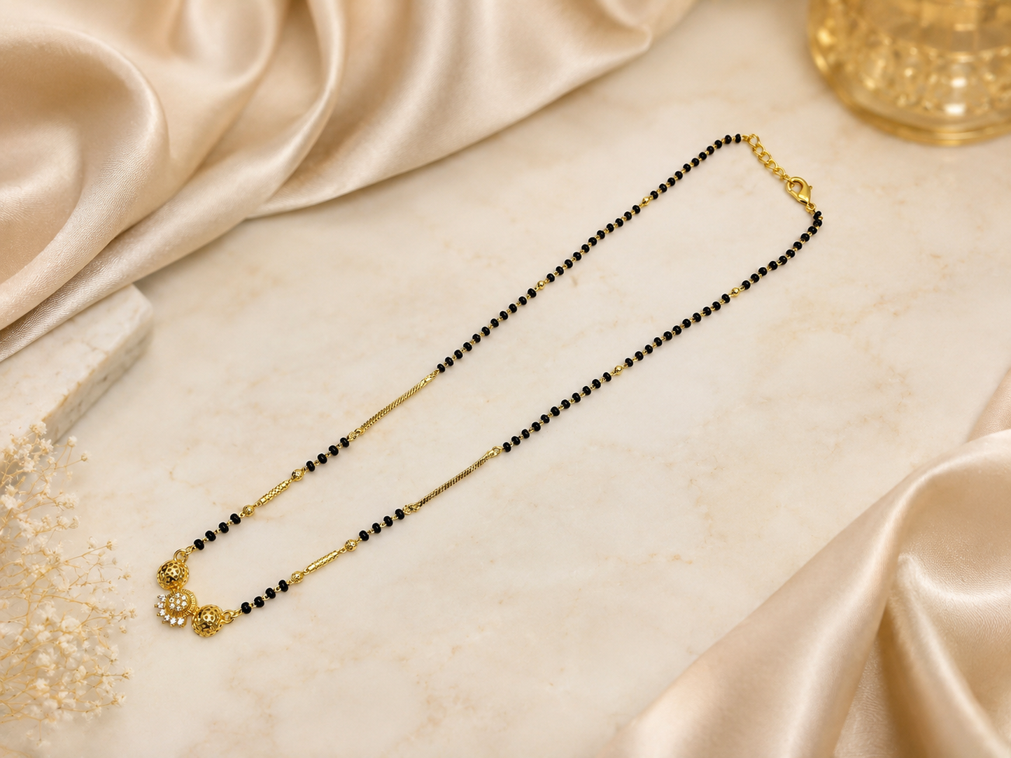 MANGALYA SHREEJA AD STONE MICRO GOLD PLATED MANGALSUTRA FOR WOMEN | TRADITIONAL GOLD FINISH MANGALSUTRA