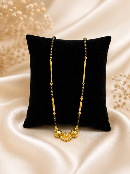 MANGALYA SHREEJA AD STONE MICRO GOLD PLATED MANGALSUTRA FOR WOMEN | TRADITIONAL GOLD FINISH MANGALSUTRA