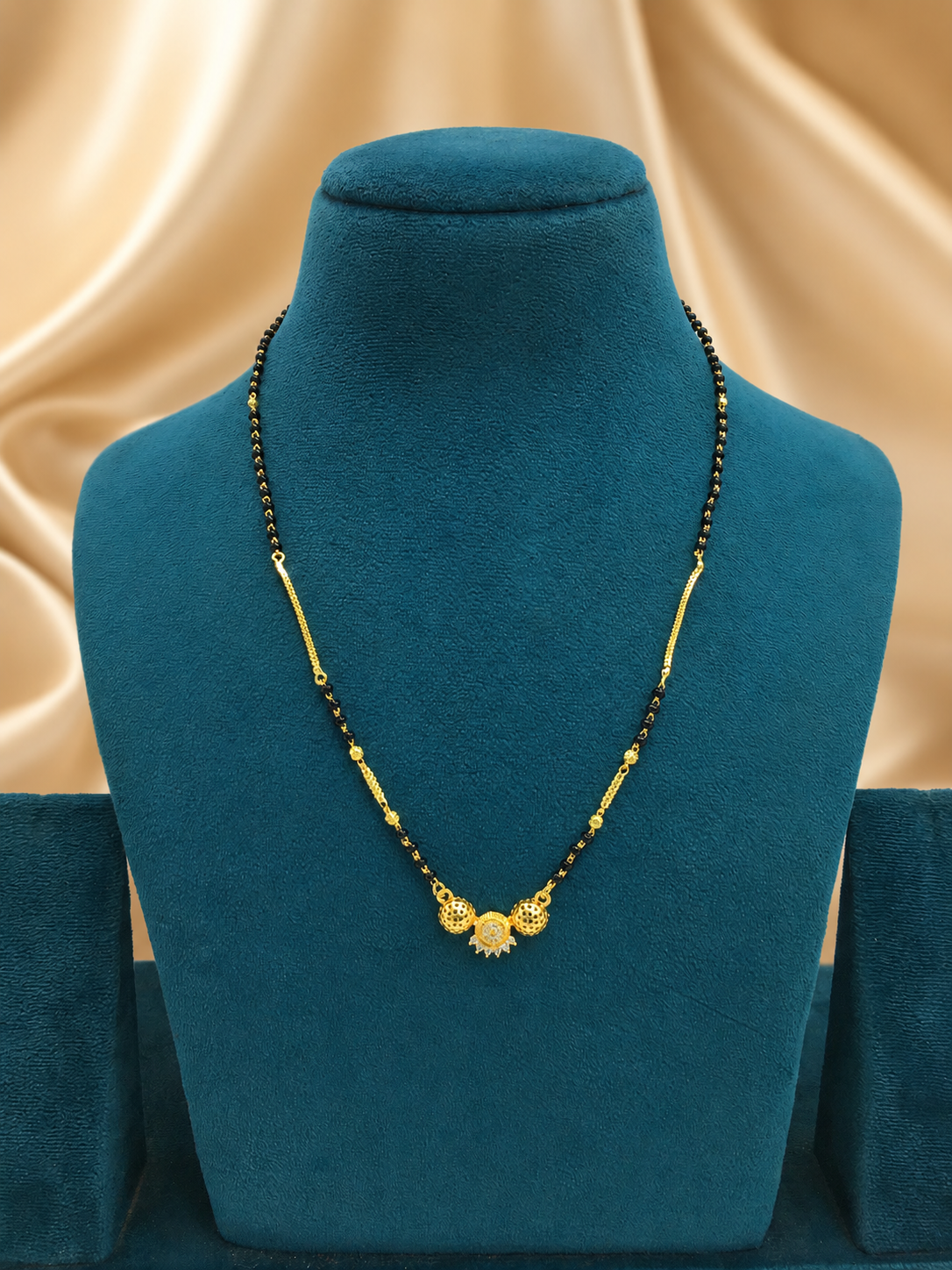 MANGALYA SHREEJA AD STONE MICRO GOLD PLATED MANGALSUTRA FOR WOMEN | TRADITIONAL GOLD FINISH MANGALSUTRA