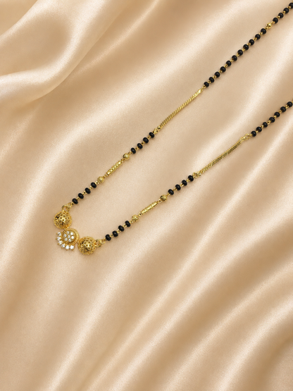 MANGALYA SHREEJA AD STONE MICRO GOLD PLATED MANGALSUTRA FOR WOMEN | TRADITIONAL GOLD FINISH MANGALSUTRA