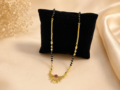 MANGALYA KAMALINI AD STONE MICRO GOLD PLATED MANGALSUTRA FOR WOMEN | TRADITIONAL GOLD FINISH MANGALSUTRA