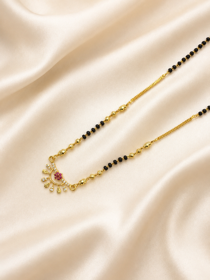 MANGALYA KAMALINI AD STONE MICRO GOLD PLATED MANGALSUTRA FOR WOMEN | TRADITIONAL GOLD FINISH MANGALSUTRA