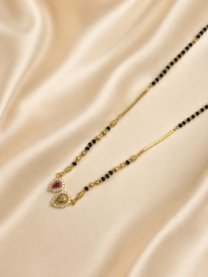MANGALYA HRIDAYA AD STONE MICRO GOLD PLATED MANGALSUTRA FOR WOMEN | TRADITIONAL GOLD FINISH MANGALSUTRA