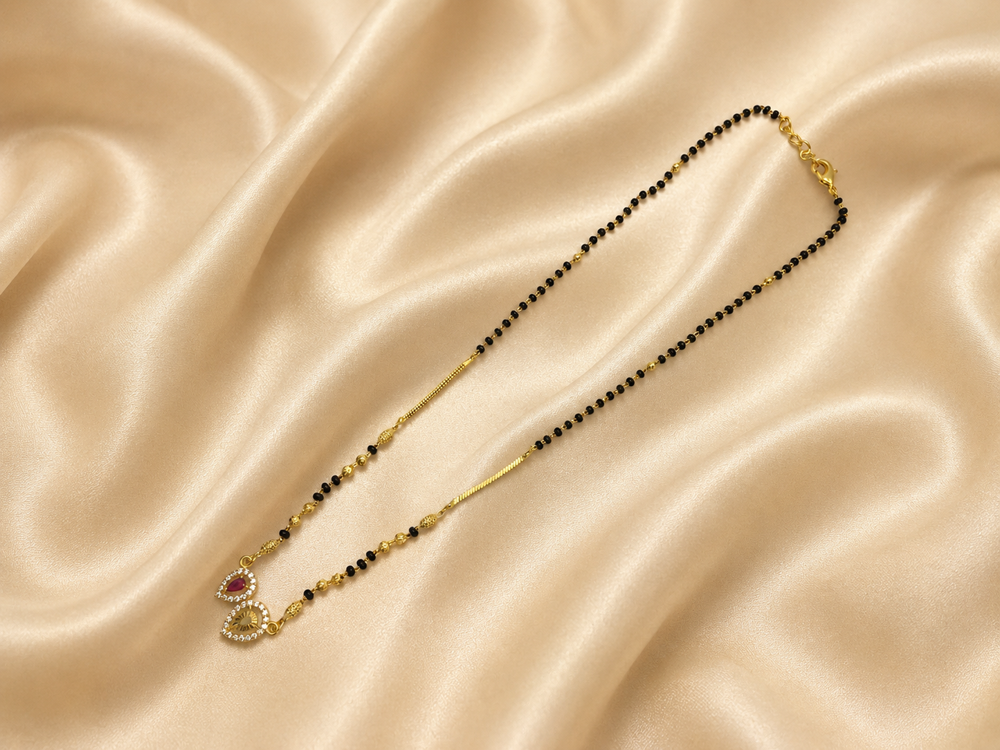 MANGALYA HRIDAYA AD STONE MICRO GOLD PLATED MANGALSUTRA FOR WOMEN | TRADITIONAL GOLD FINISH MANGALSUTRA