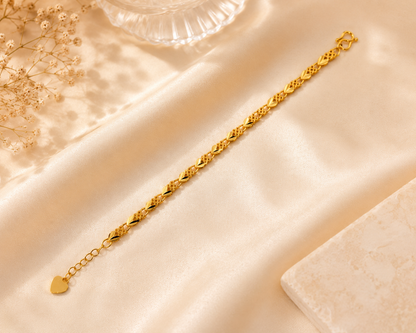 HEART LINK MICRO GOLD PLATED BRACELET FOR WOMEN