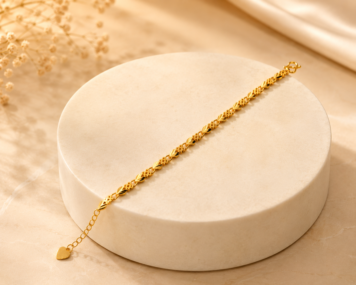 HEART LINK MICRO GOLD PLATED BRACELET FOR WOMEN