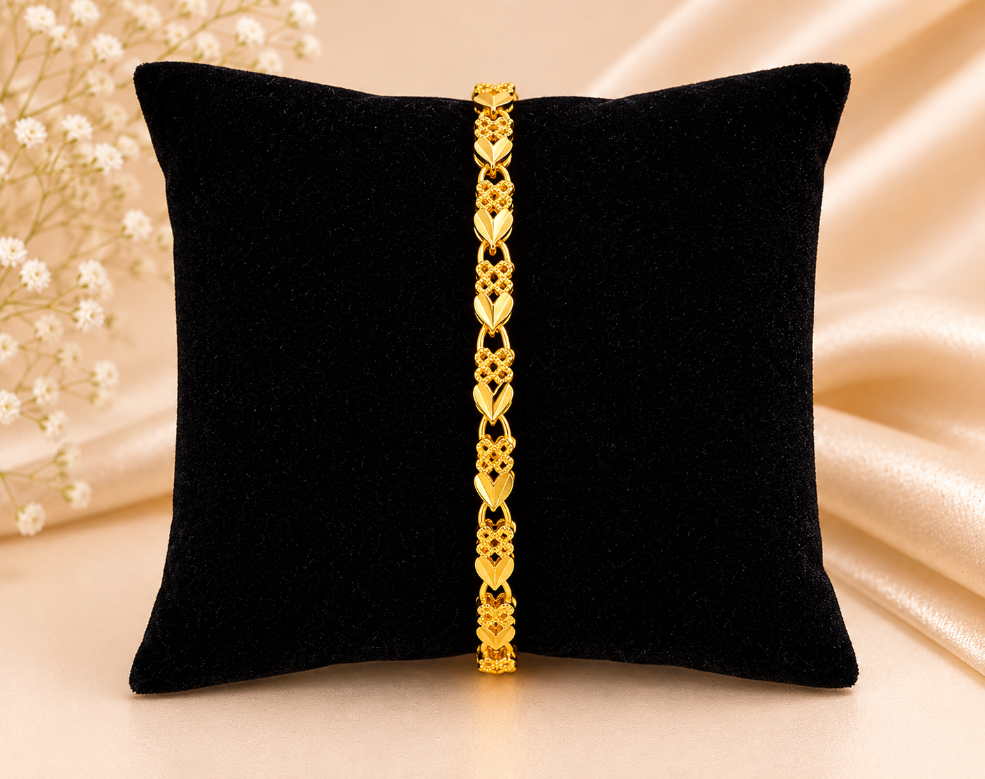 HEART LINK MICRO GOLD PLATED BRACELET FOR WOMEN