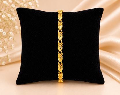 HEART LINK MICRO GOLD PLATED BRACELET FOR WOMEN