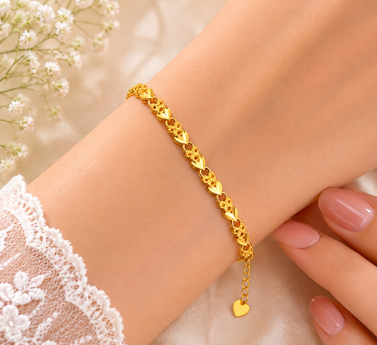 HEART LINK MICRO GOLD PLATED BRACELET FOR WOMEN