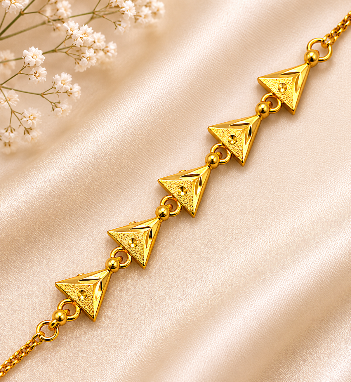 GEOMETRIC TRIANGLE MICRO GOLD PLATED BRACELET FOR WOMEN