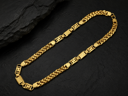 ROYAL GREEK CUBAN MICRO GOLD PLATED CHAIN FOR MEN | PREMIUM BRASS CUBAN LINK CHAIN