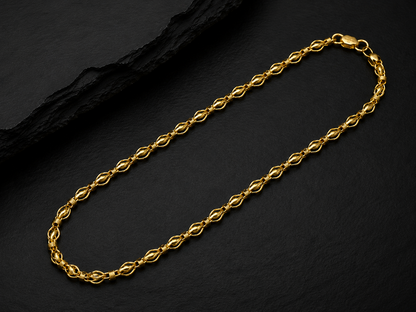 ROYAL INFINITY WEAVE MICRO GOLD PLATED CHAIN FOR MEN | PREMIUM BRASS WEAVE CHAIN
