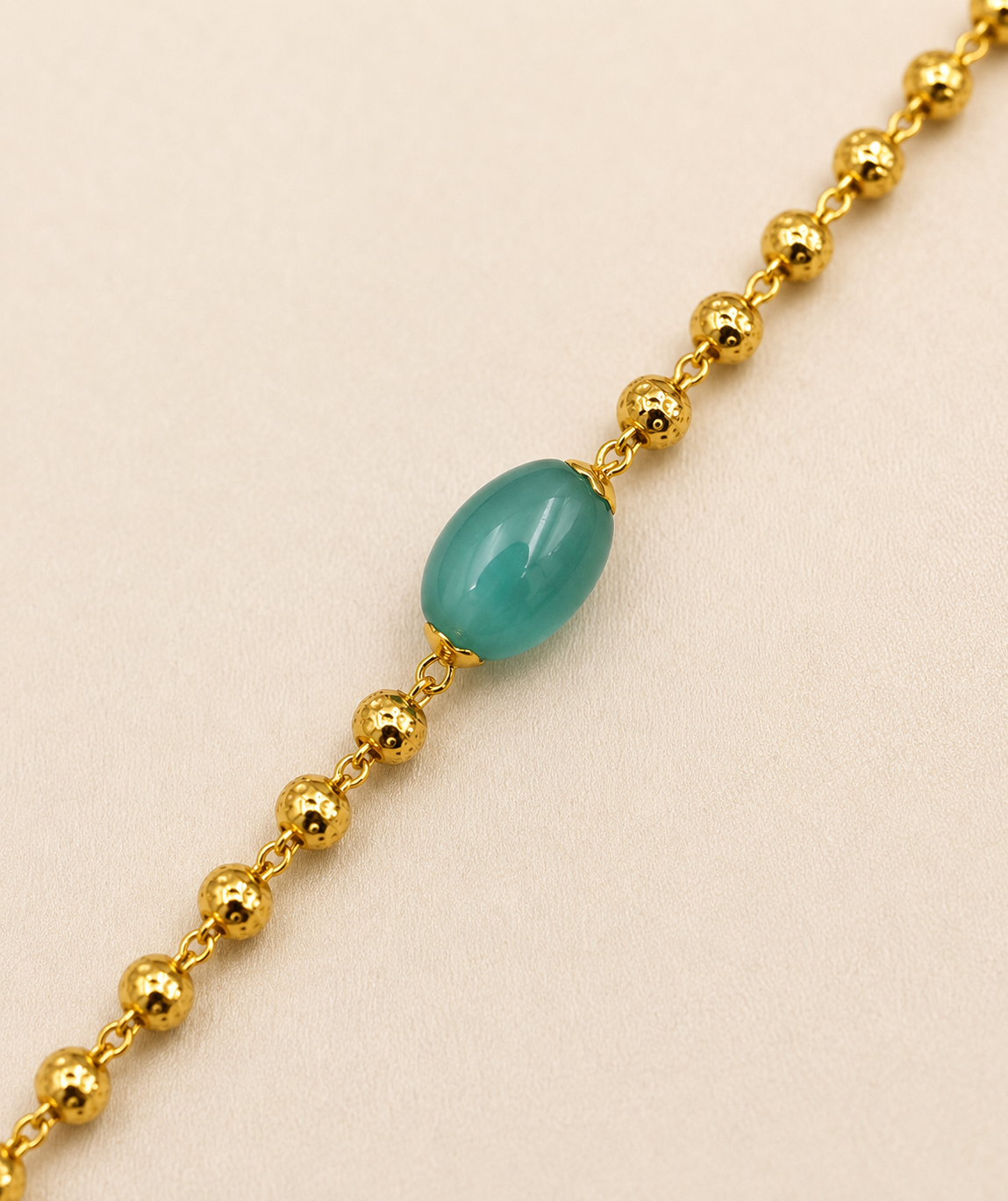 AQUA BLUE OVAL STONE MICRO GOLD PLATED BRACELET FOR WOMEN