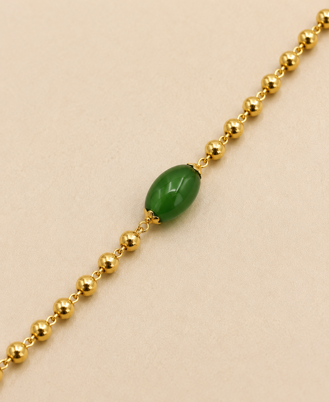 GREEN OVAL STONE MICRO GOLD PLATED BRACELET FOR WOMEN