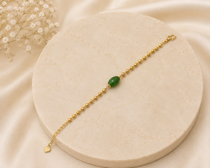 GREEN OVAL STONE MICRO GOLD PLATED BRACELET FOR WOMEN